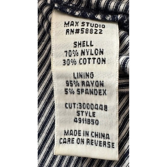 Max Studio Womens Blue Dress Cutout Lace Striped Lining Sleeveless Shift Sz M - Picture 7 of 9